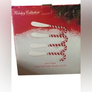 Silver plated candy cane design Spreader set of 4